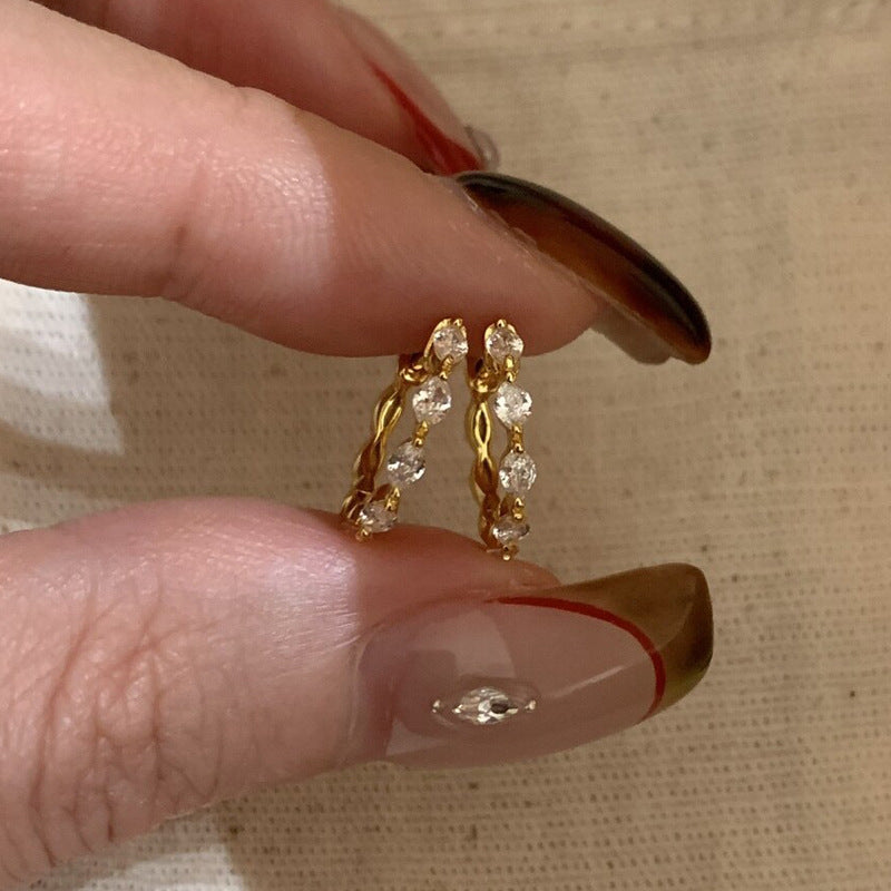 Diamond Horse Eye Zircon Circle High Sense Light Luxury Temperament Ear Buckle