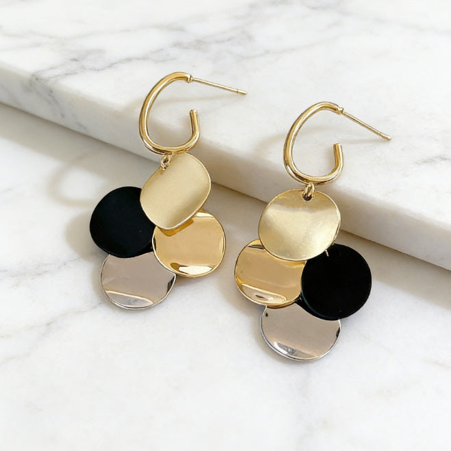 Warping Sequins Circle Ear Fashion Design Sense Earrings