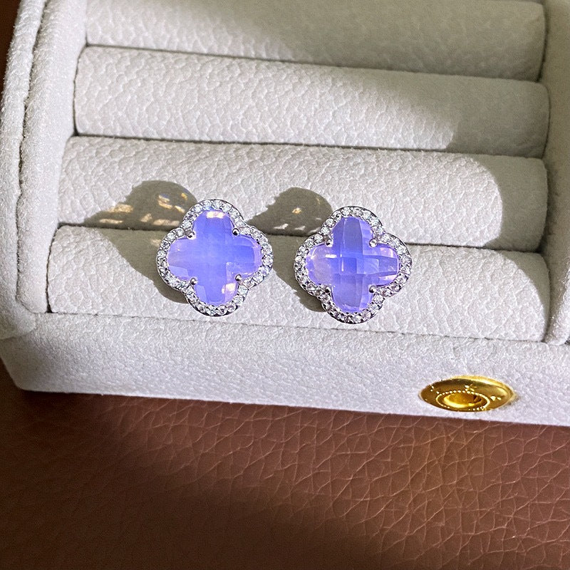 Women's Style Four-leaf Flower Crystal Light Luxury High-grade Refined Stylish Versatile Rings