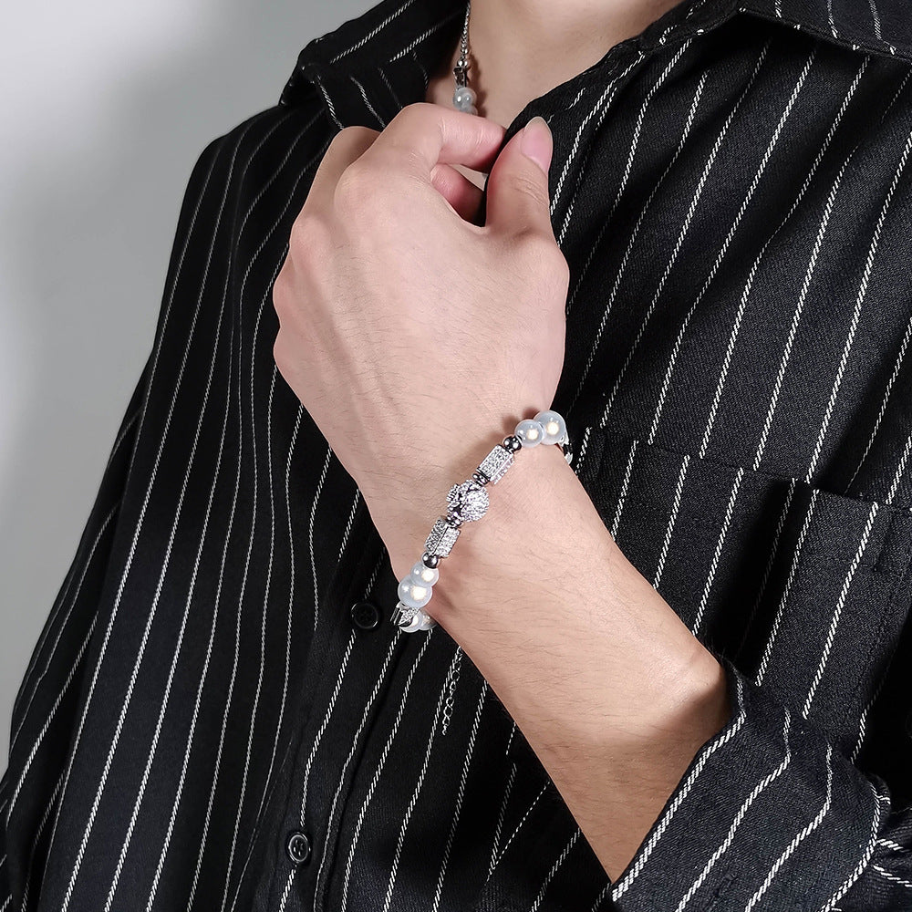 Men's Steel Pearl Trendy Hip Hop Stainless Necklaces