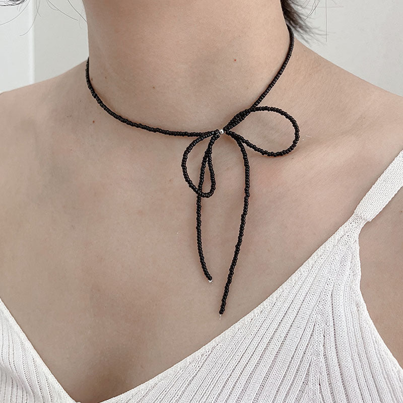 Sweet Cool Hot Fried Street Bow Female Elegance Cold Wind Necklace