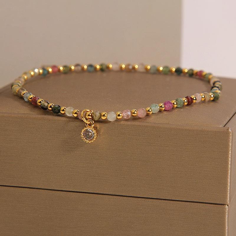 Flash High Sense Natural Tourmaline Female Design Girlfriends Personality Ankle Anklets