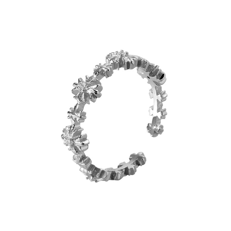 Korean Style Simple Compact Sterling Sier Starry Cold Wind Niche Rings