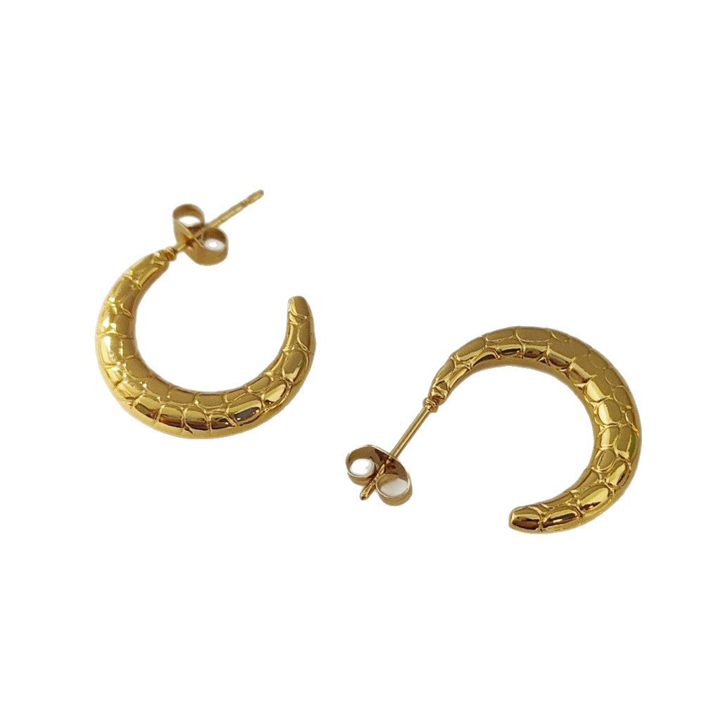 Women's Exaggerated Stainless Steel Round For Ear Clip Geometric Earrings