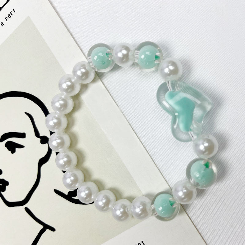 Women's Robin Egg Blue Beaded Pearl Acrylic Bracelets