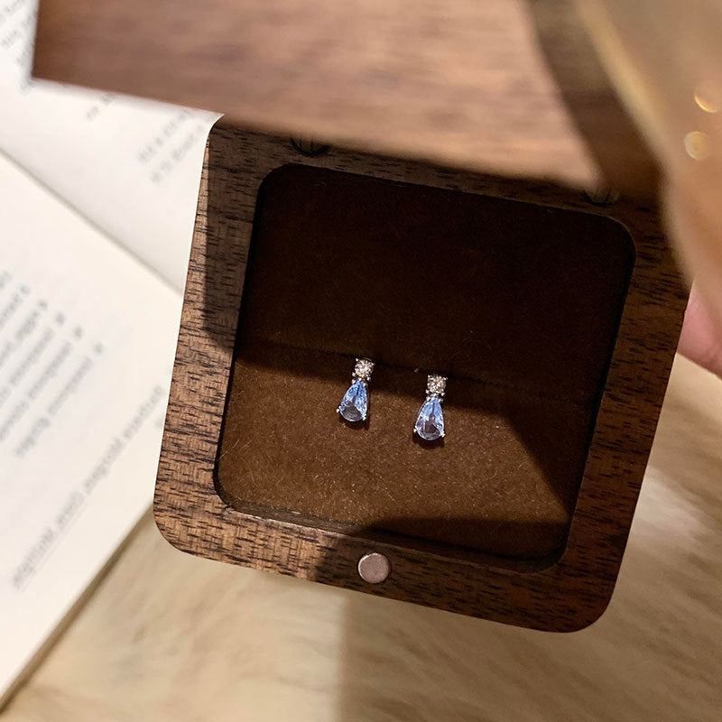 Women's Blue Water Drop Zircon For Light Luxury Personality Fashion Trend Earrings