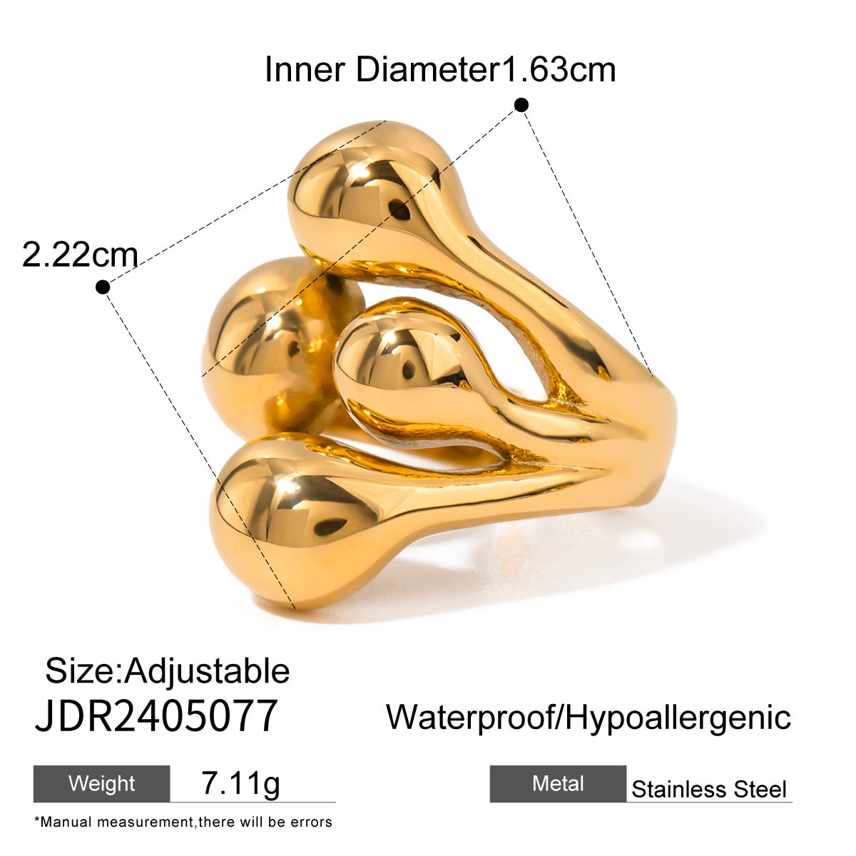 Ding Stainless Steel Gold Plated Ornament High-grade Rings