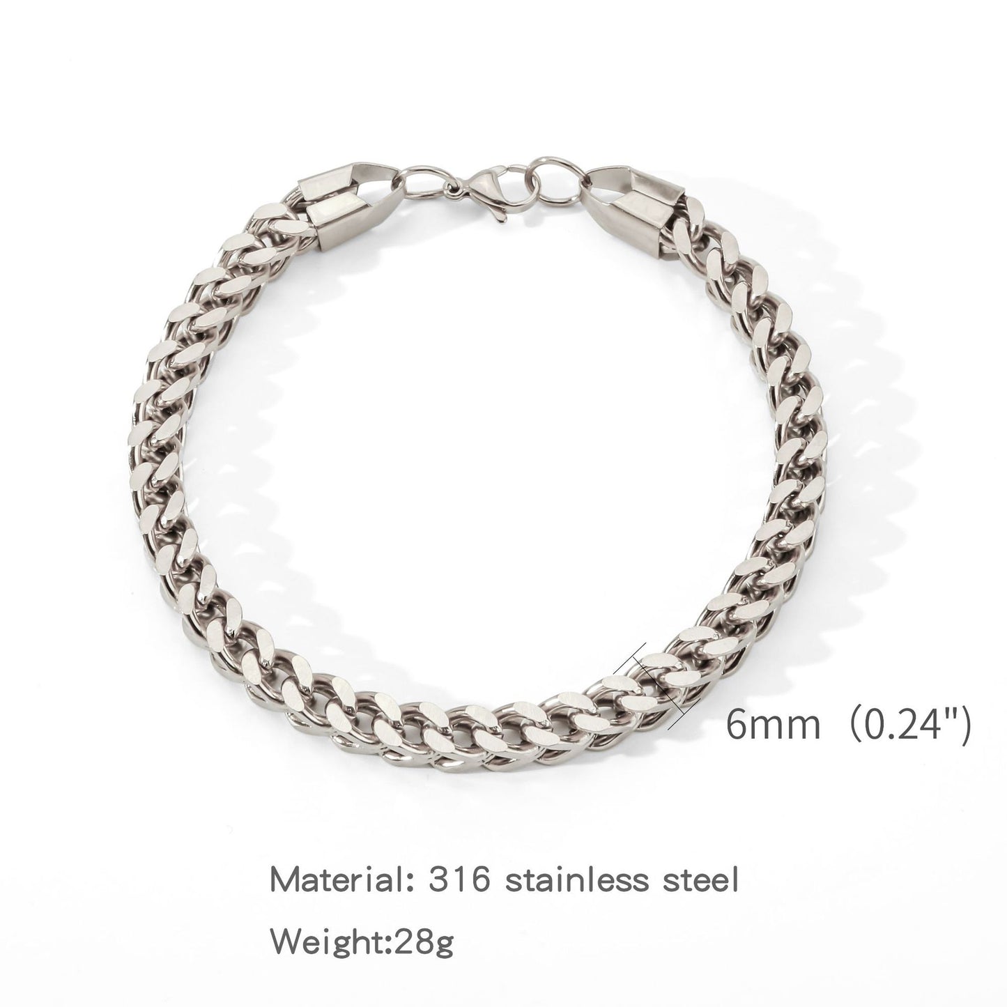 Fashion Thick Straps Titanium Steel Four-sided Geometric Positive Negative Bracelet