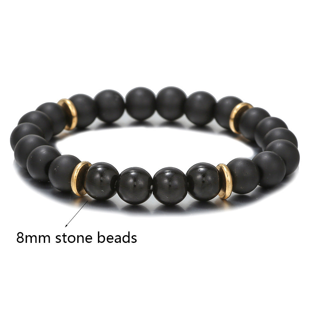 Men's Stone Stainless Steel Six-pointed Star Natural Bracelets