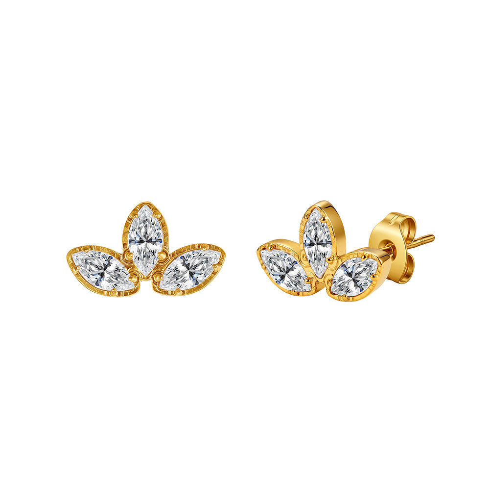 Women's Stainless Steel Diamond Tassel Simple Niche Everyday Joker Twin Collection Earrings