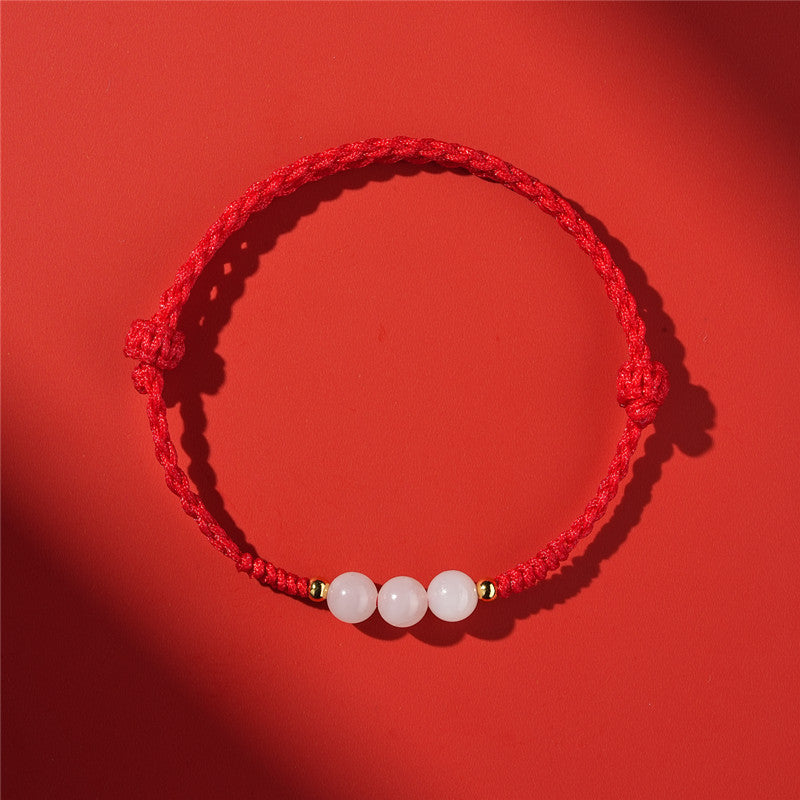 Life Red Rope Woven Cinnabar Jade Ethnic Style Advanced Bracelets