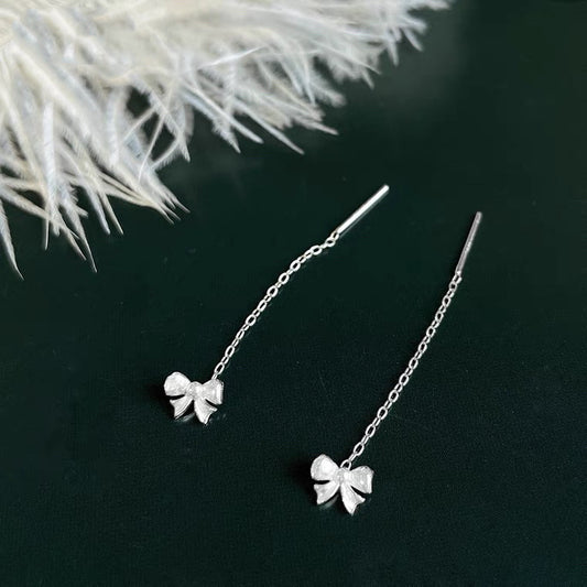 Women's Maker Sterling Bow Niche Elegant Tassel Korean Rings