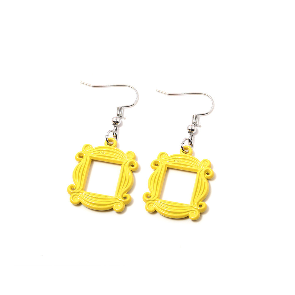 Friends Frame Ear Hook Resin Cartoon Door Films Television Commemorative Earrings