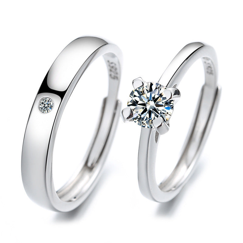 Sterling Sier Zircon Couple Design Simple Rings