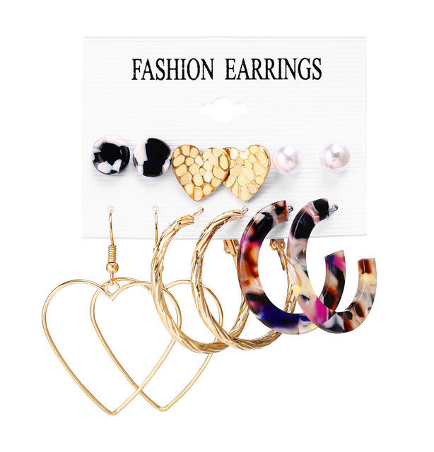 Women's Inlaid Pearl Creative French Retro Gold Ear Stud Earrings