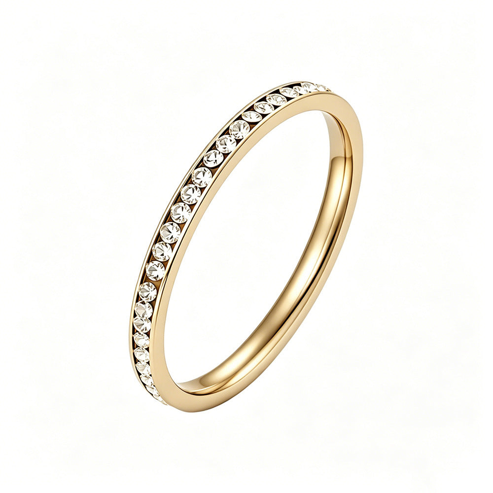 Titanium Steel Starry Diamond Rhinestone Female Stainless Ring