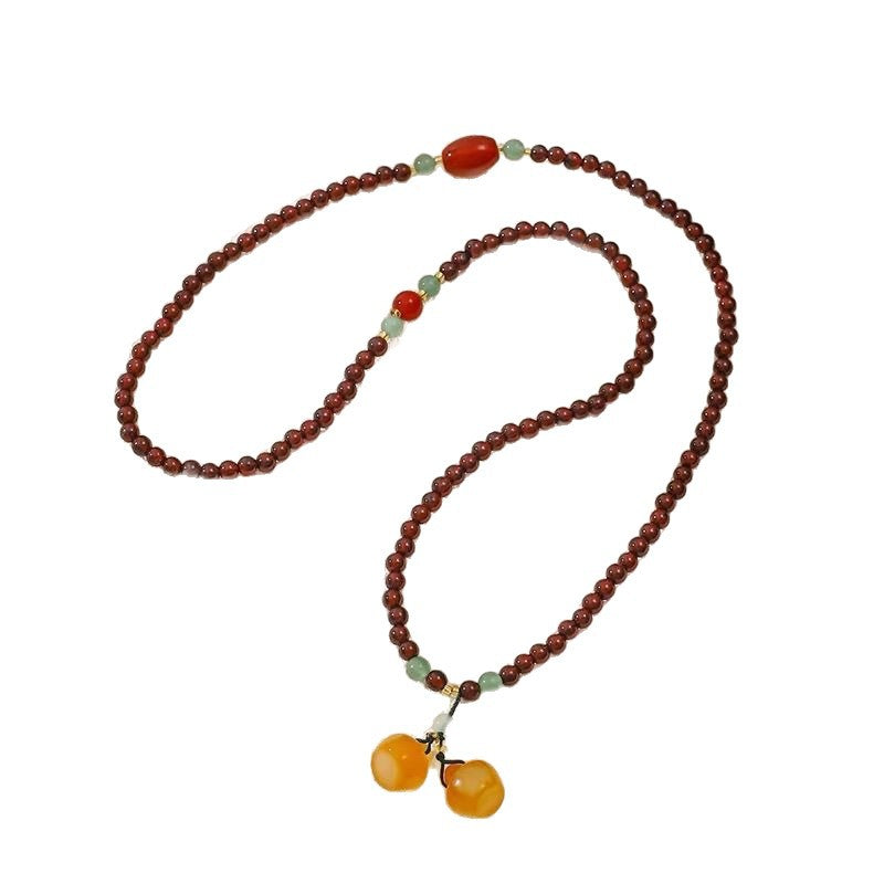 Chinese Natural Garnet Red Agate Twin Three-circle Female High Sense Bracelet