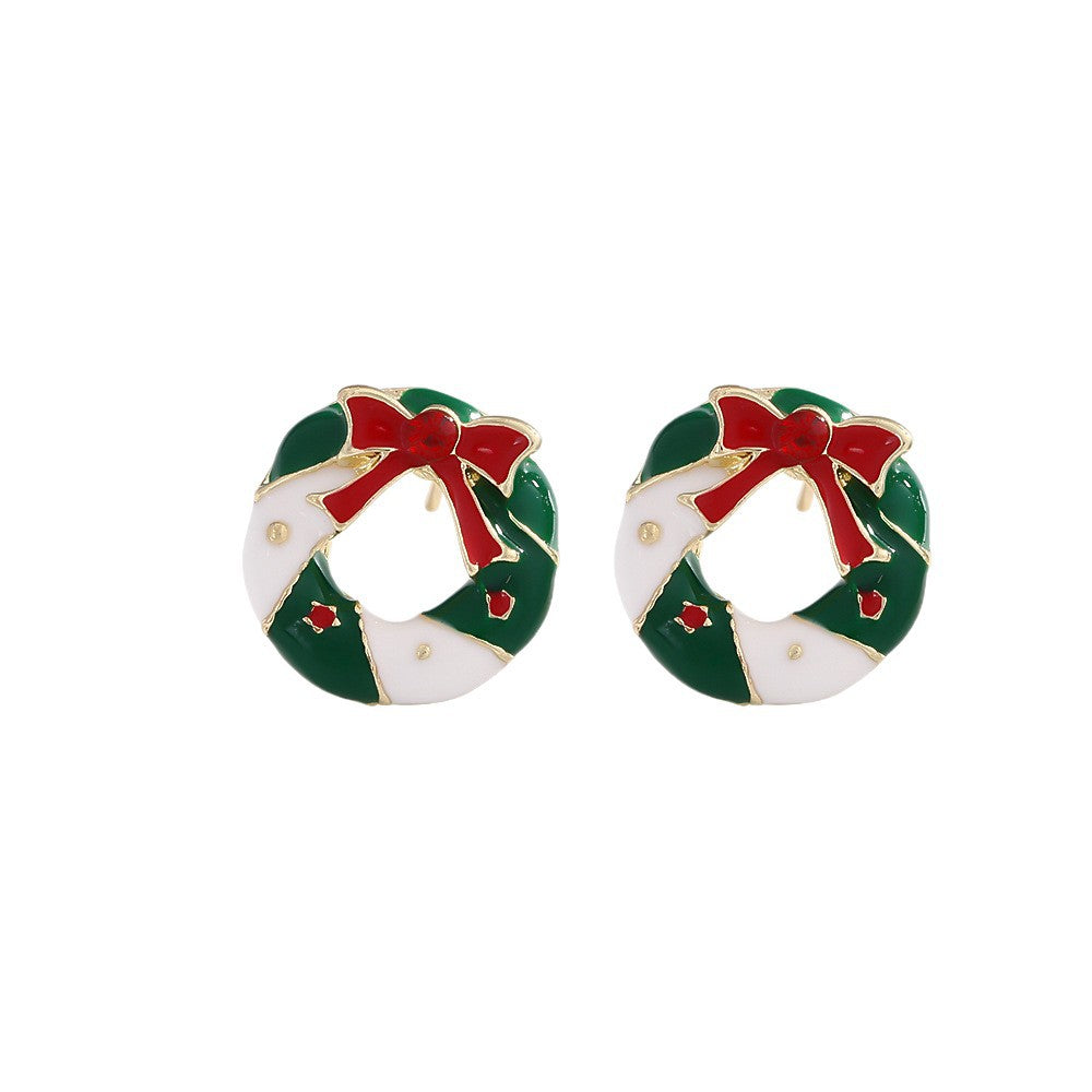 Fashion Elk Tree Snowflake Rhinestone Personalized Stud Earrings