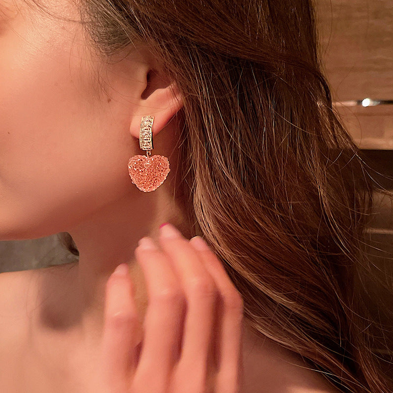Full Of Peach Heart Trendy Elegant High-grade Cute Earrings