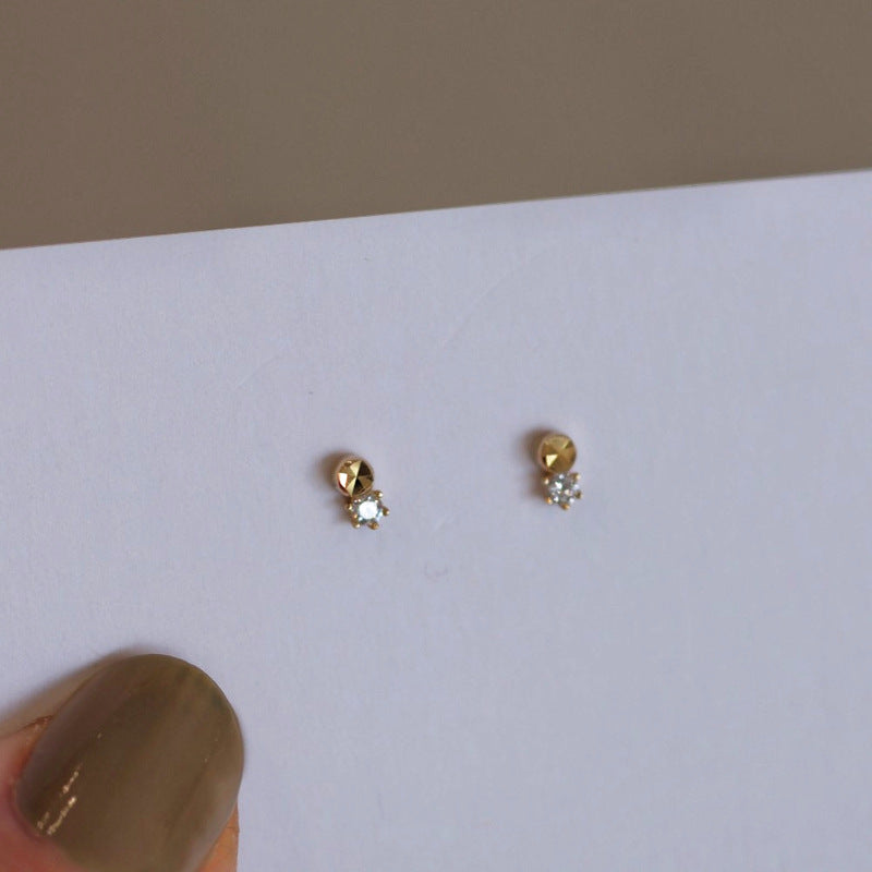 Women's Sier Plated Sneaky Design Invisible Mini Faceted Zircon Low Earrings