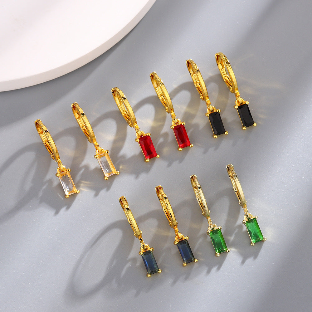 Men's Square Geometric Simple Diamond Trendy Popular Ear Buckle