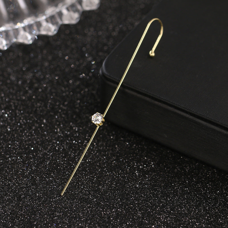 Super Fairy Copper Inlaid Zircon Temperamental Cold Style Earrings
