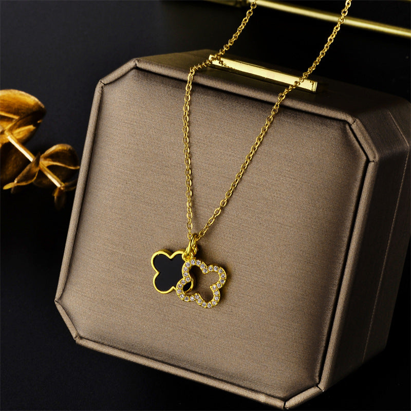 Women's Steel Clover Elegant High-grade Double-sided Shell Necklaces