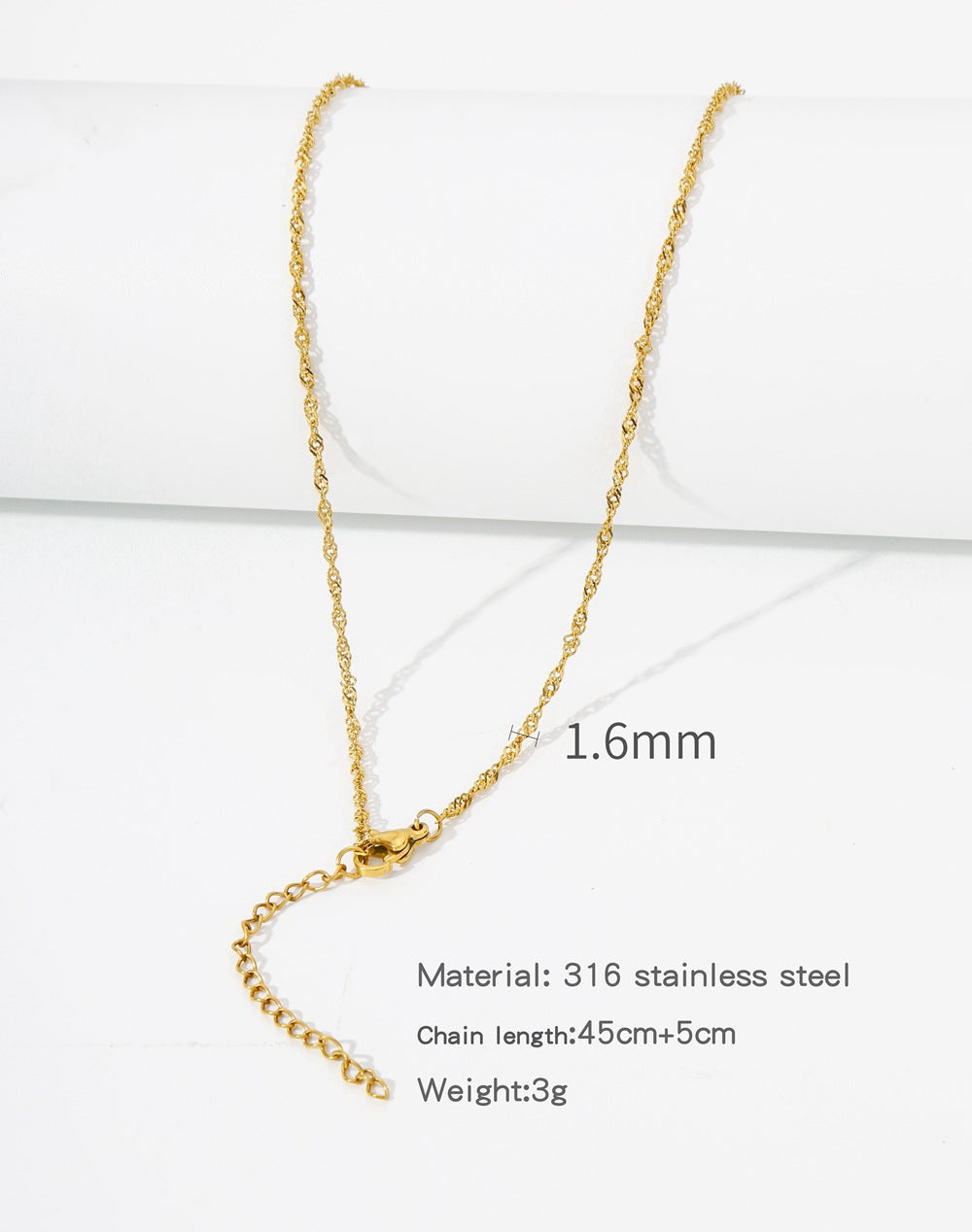 Steel Vacuum Vapor Plating Golden Chain O-shaped Hemp Flowers Necklaces