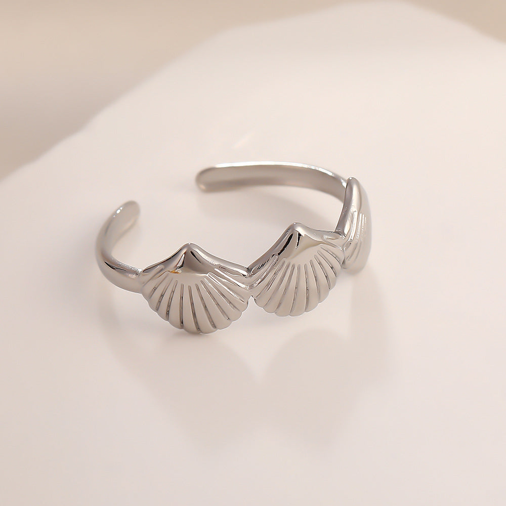 Steel Titanium Small Shell Starfish Design Creative Simple Ring