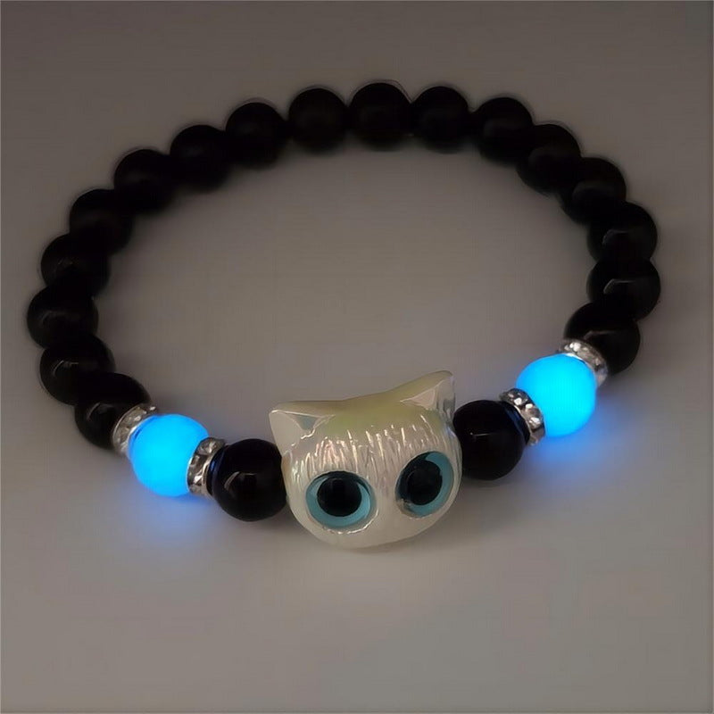 Luminous Cheese Kitty Black White Couple Gift Bracelets