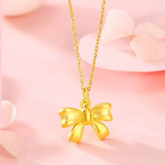 Women's Flag Bow On The Run Princess Bowknot Imitation Gold Lock Necklace