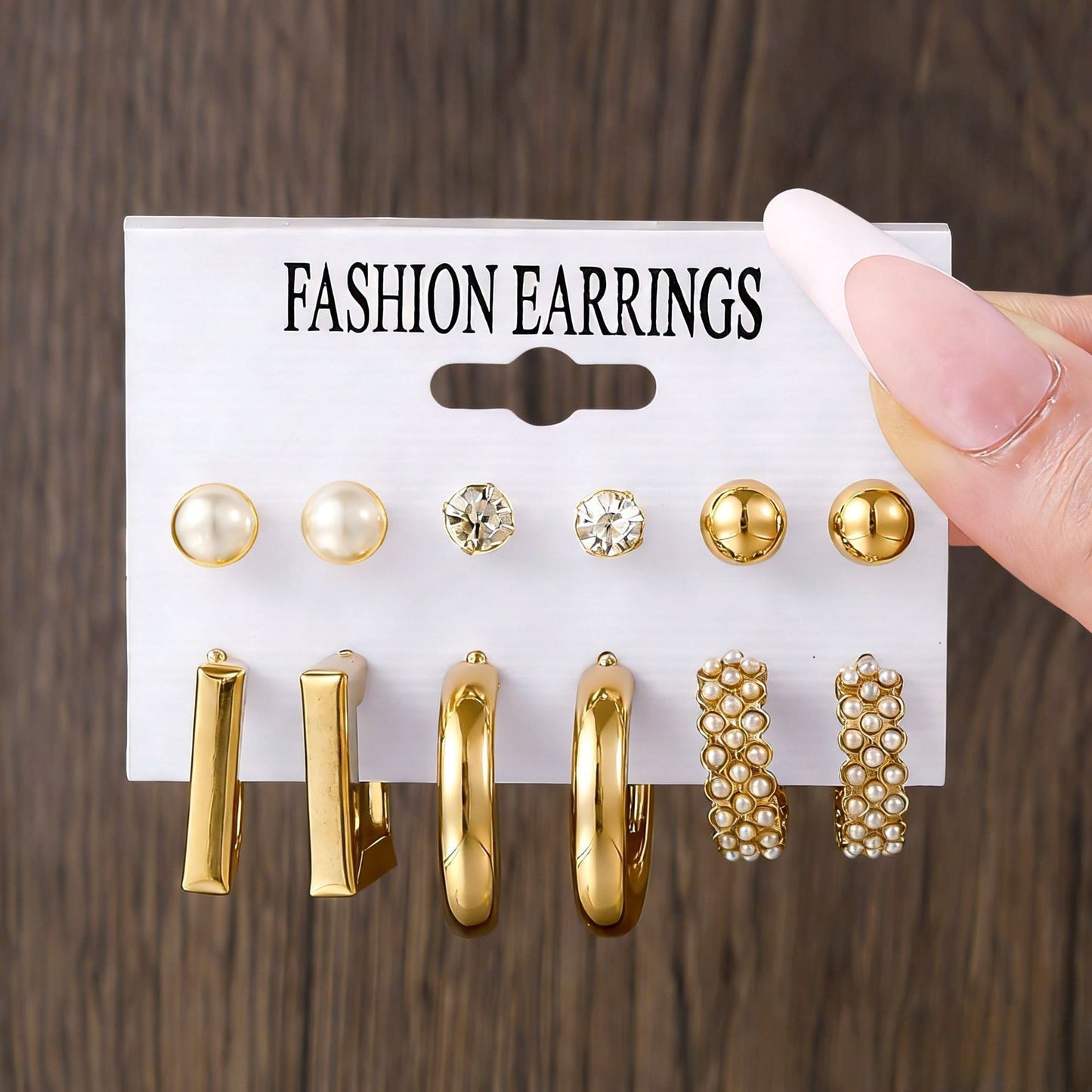 Women's Pearl Alloy Square Geometric Combination Earrings