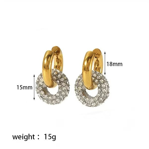Women's French Retro Simple Gold Stainless Steel Full Earrings
