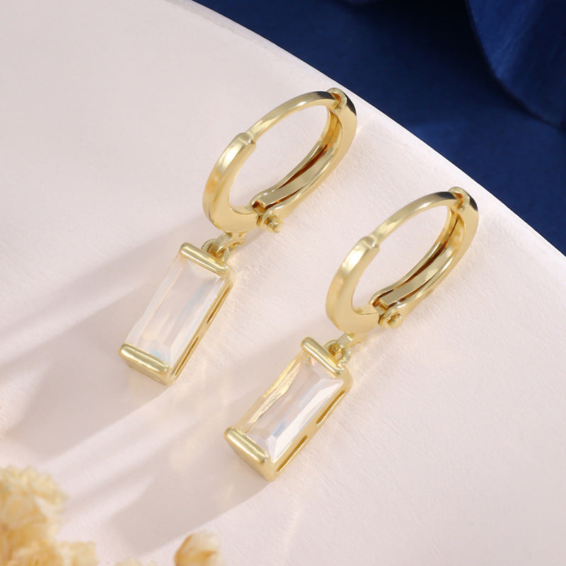 Design Colorful Zircon Ear Xi Birthstones Stud Earrings
