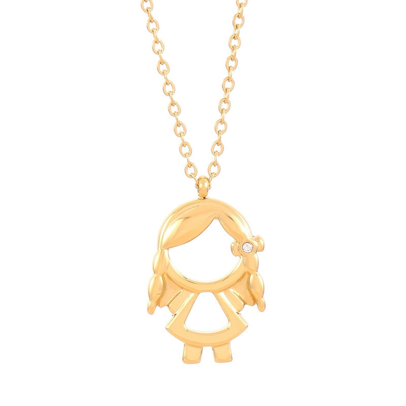 Cartoon Diamond Boys Heart Clavicle Chain Necklaces