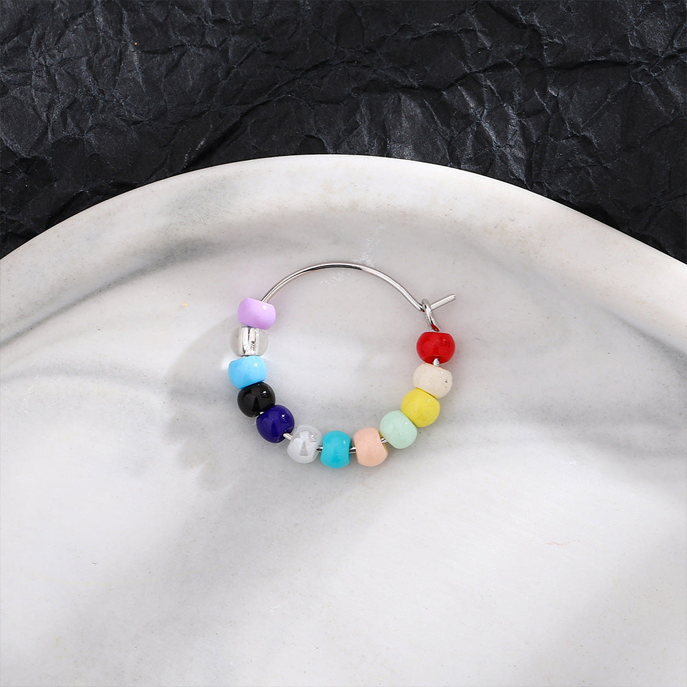 Contrast Color Beaded Ear French Personality Earrings