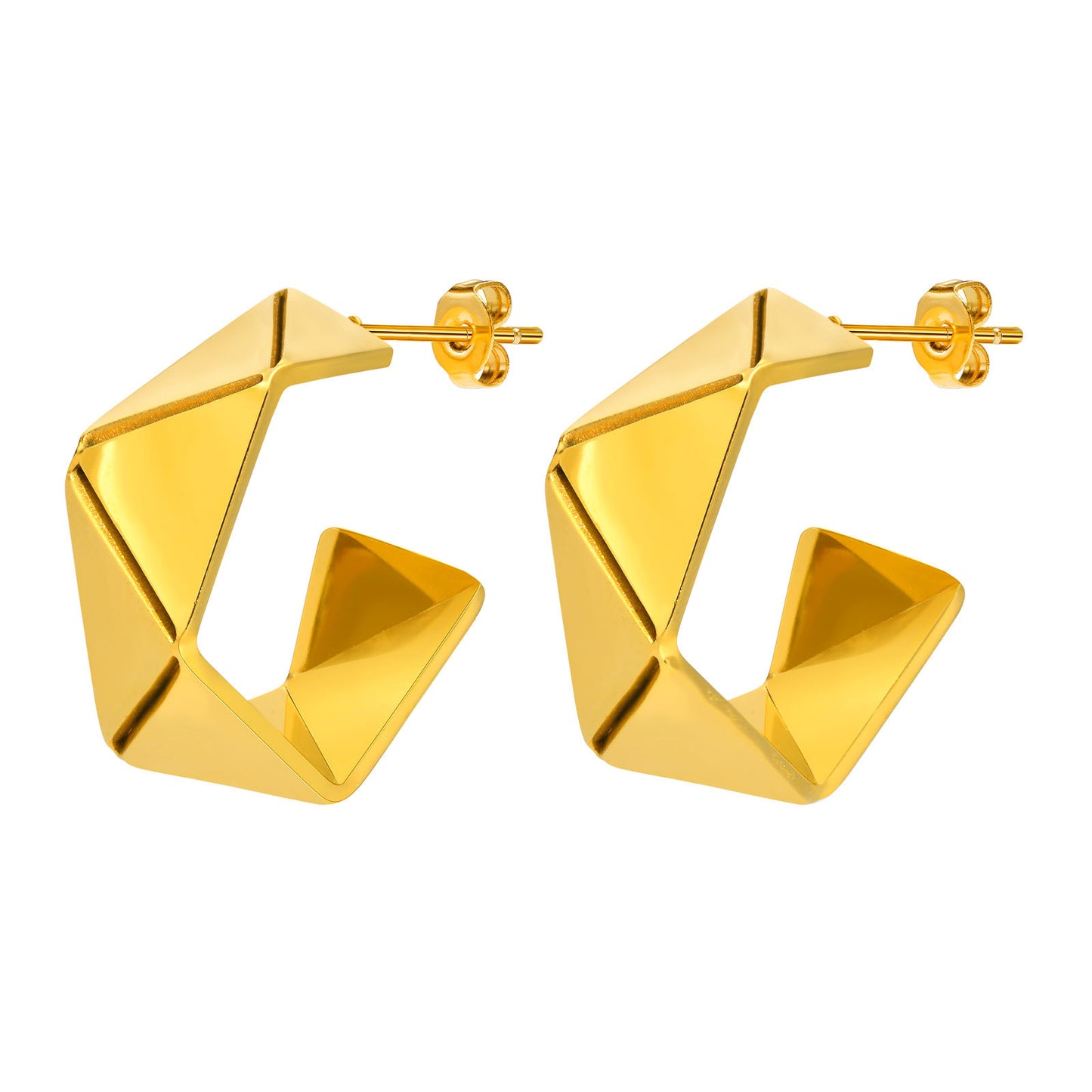 Women's Stainless Steel Irregular Shaped Three-dimensional Metal Titanium Earrings