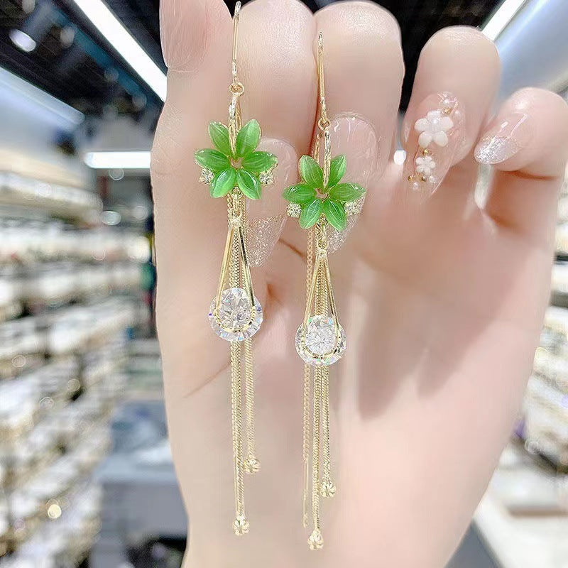 Opal Tassel Tide Chain Super Fairy Long Ear Line