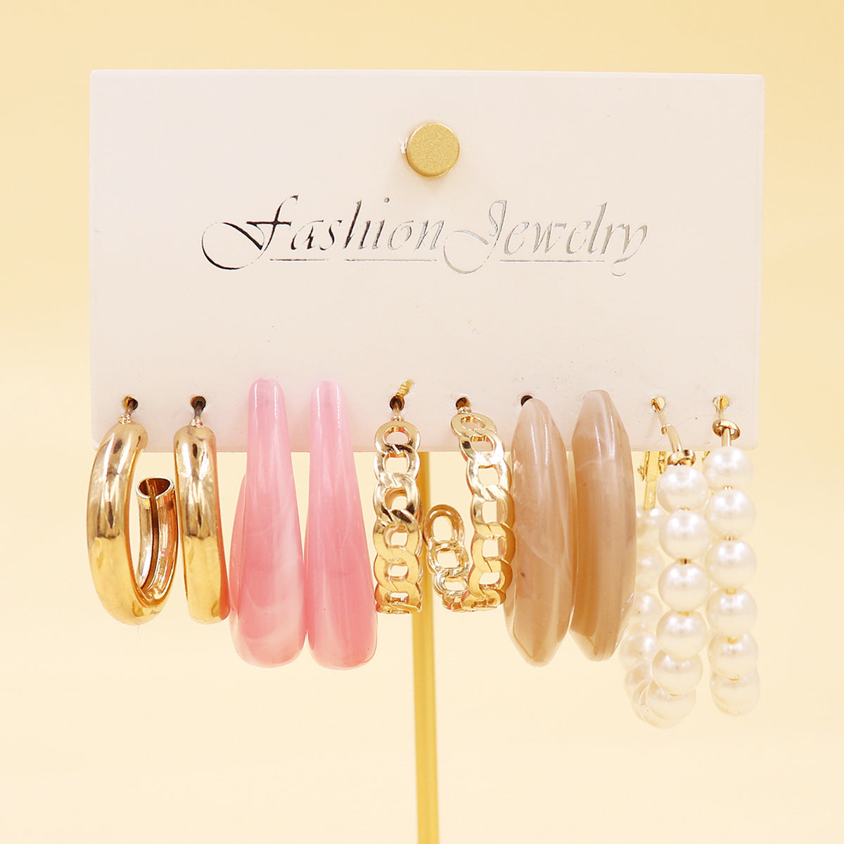 Women's Color Resin Leopard Print Pairs Retro Fashion Earrings