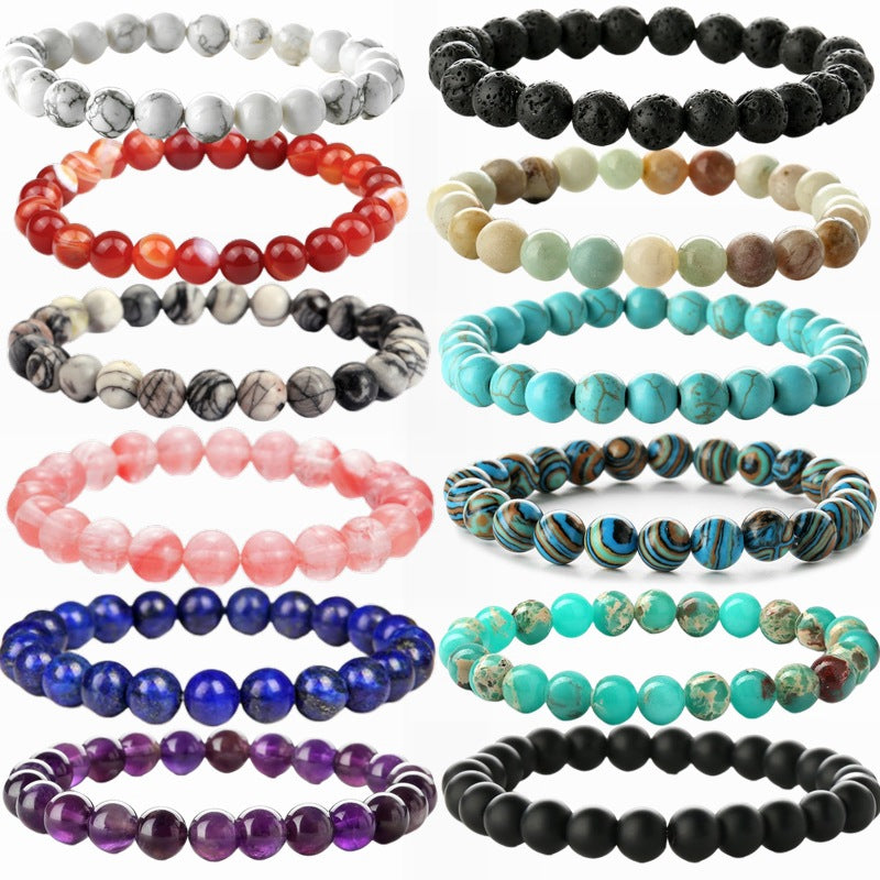 Natural Stone Turquoise Agate Bead Volcanic Frosted Bracelets