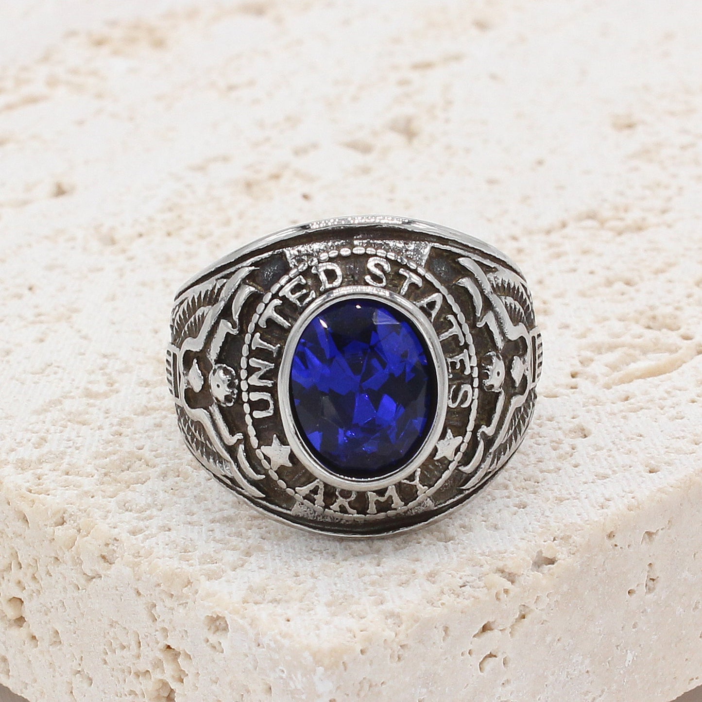 Men's Personality Retro Army Gem For Ring