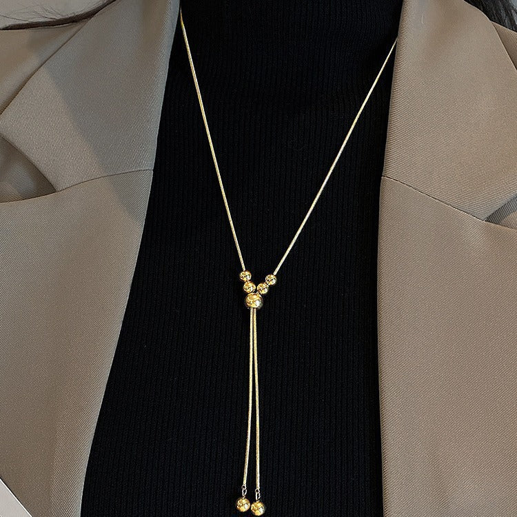 Round Beads Drawable Design Retro High-grade Long Necklaces