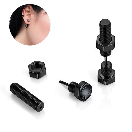 Men's Stainless Steel Screw Punk Hip Hop Stud Earrings