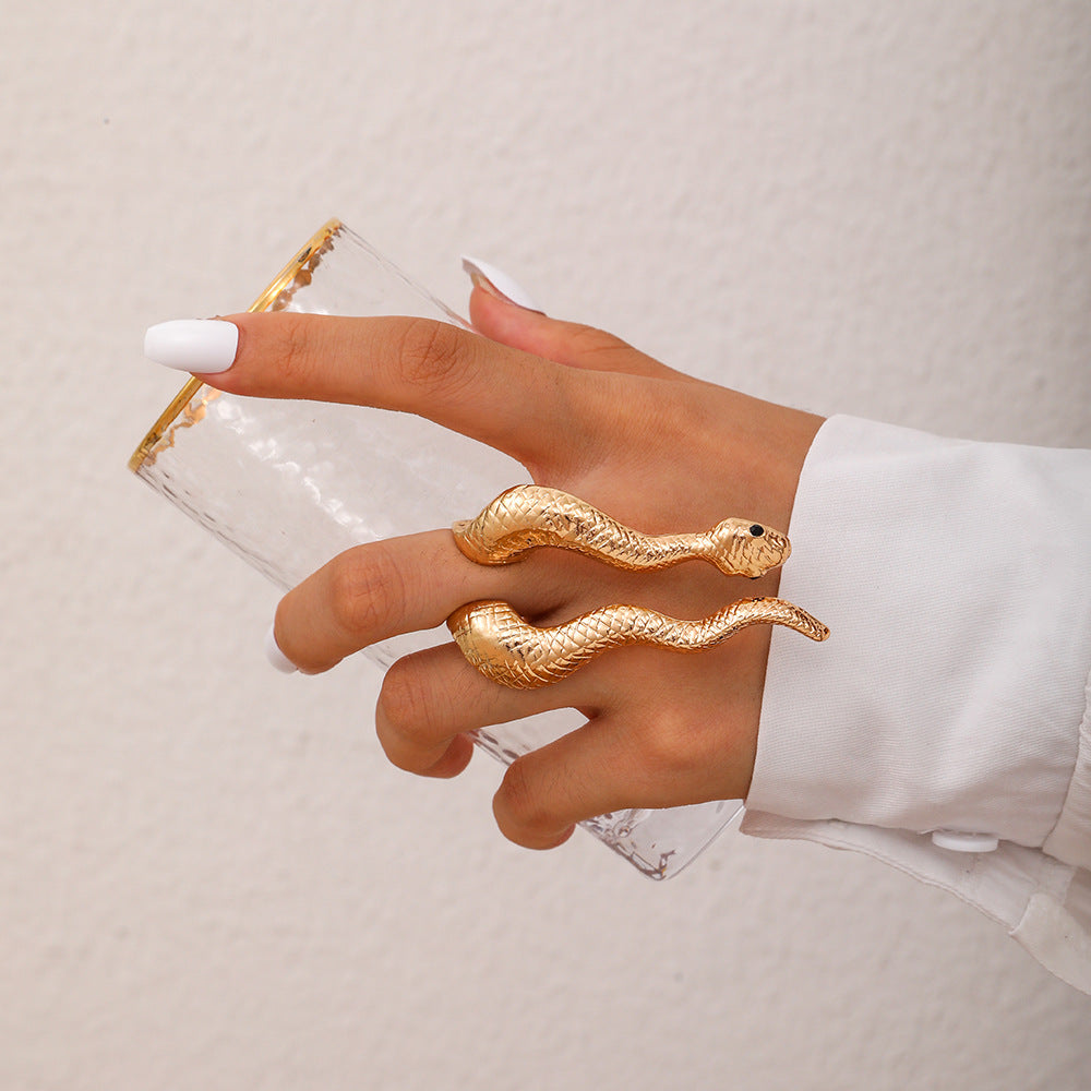 Personality Fashion Snake Exaggerated Gold And Rings