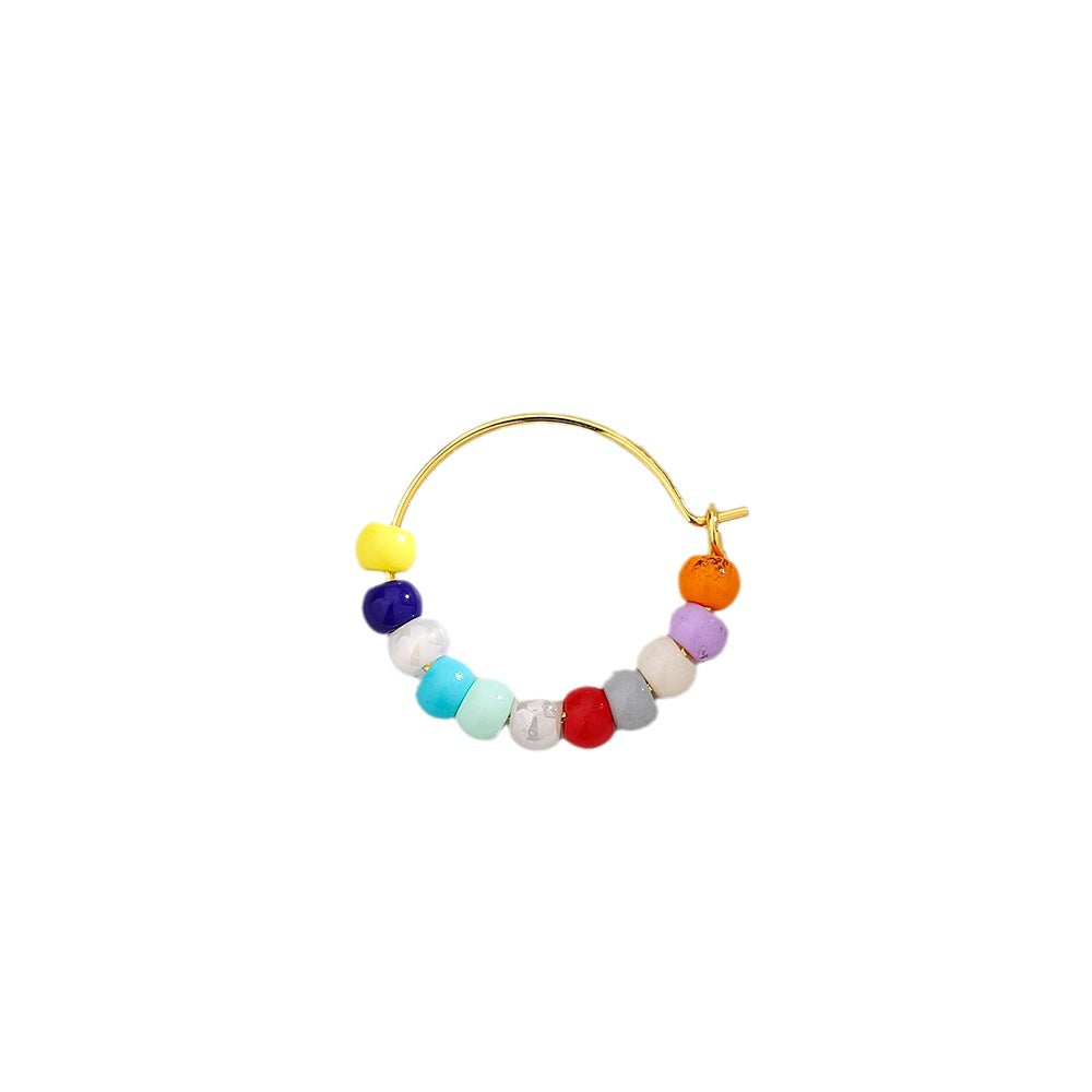 Contrast Color Beaded Ear French Personality Earrings