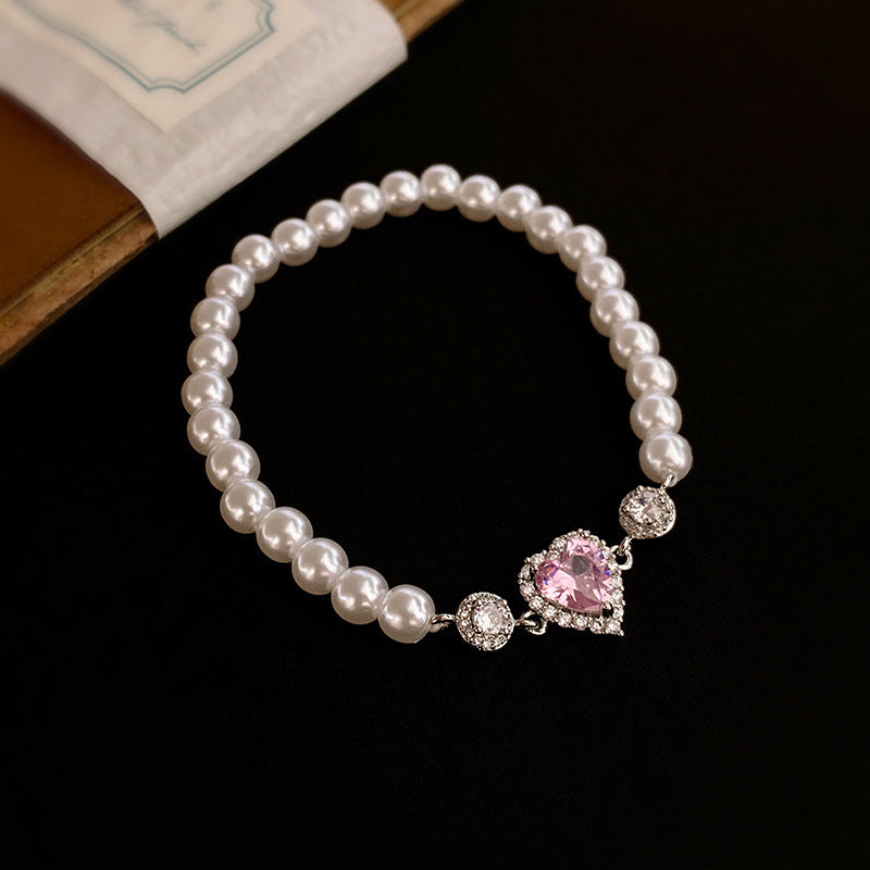 Women's Pearl Buckle French Fashion Design Retro Love Temperament Bracelets