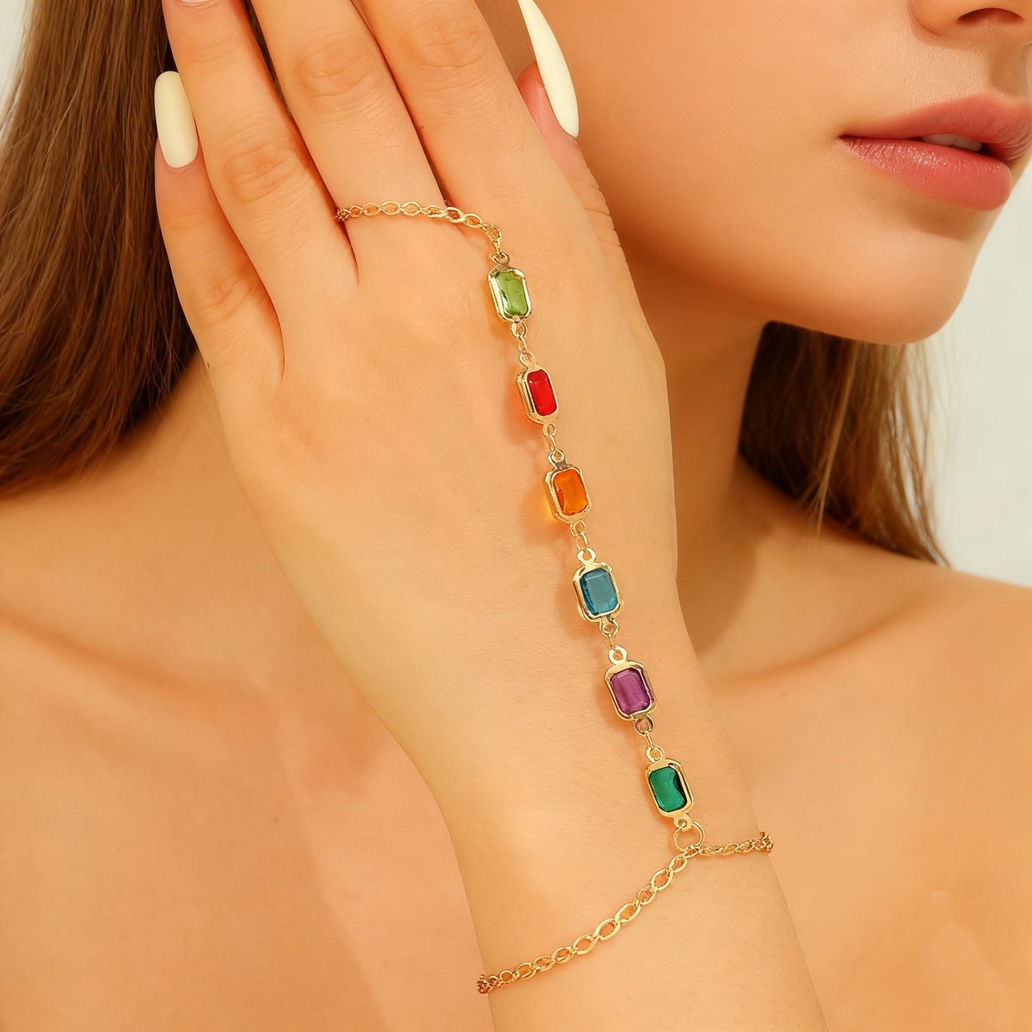 Zircon Square Colorful Diamond Personality Trend Simple Bracelet