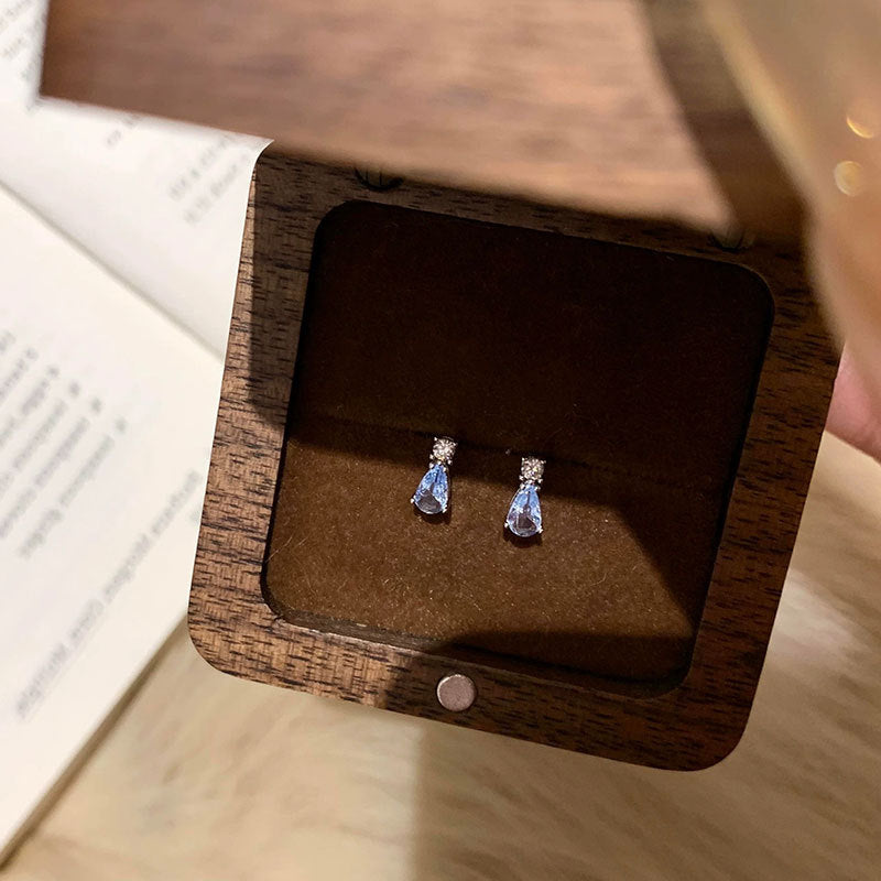 Women's Blue Water Drop Zircon For Light Luxury Personality Fashion Trend Earrings