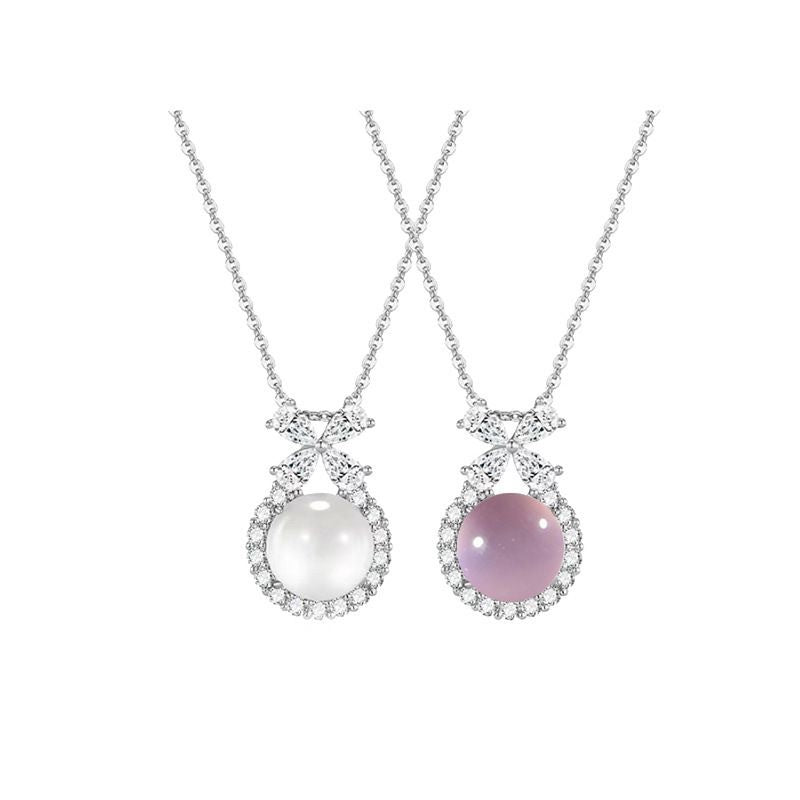 White Chalcedony Princess Escape Zircon Female Bow Feeling Fashion Necklace