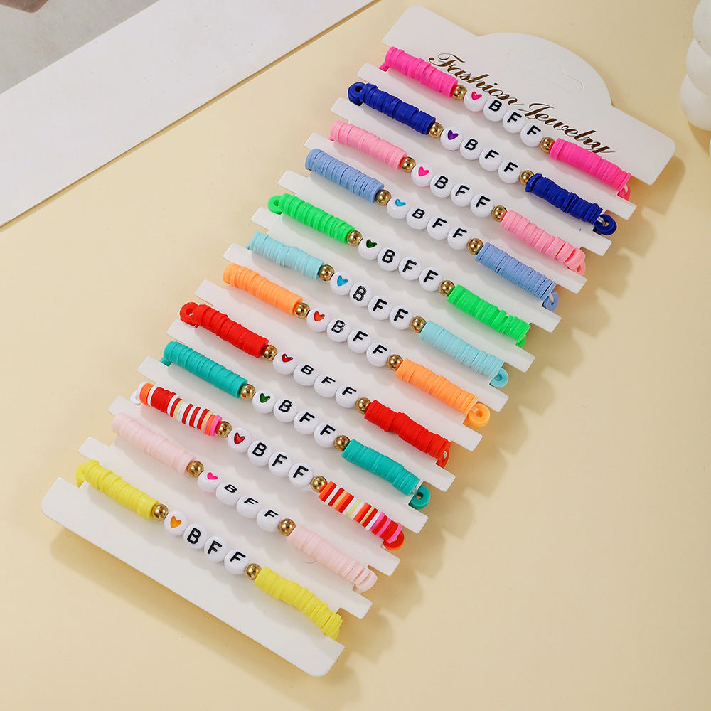 Women's High-grade Bridal Team Colorful Polymer Clay Love Bracelets